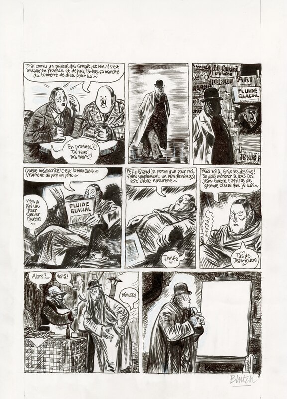 En vente - Blutch, Planche originale 2 de Blotch – histoire courte en 5 planches - Fluide glacial N°293 – novembre 2000 - Planche originale