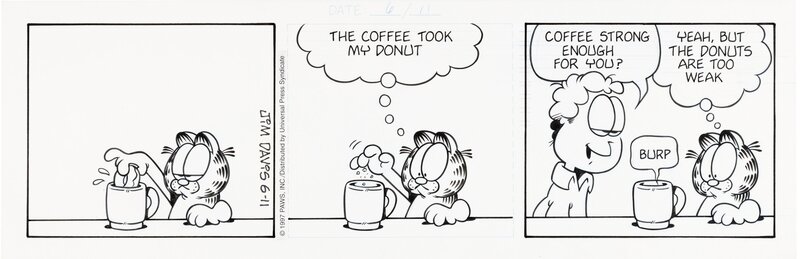 Jim Davis, Garfield daily strip - Planche originale