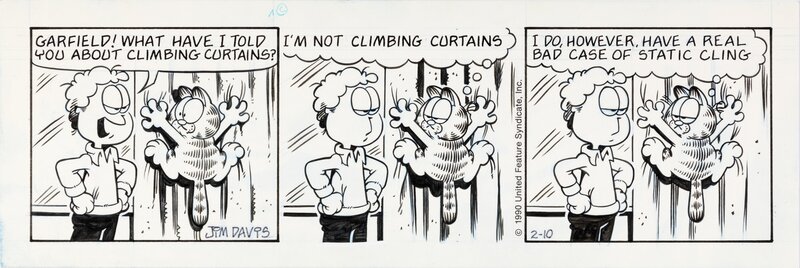 Jim Davis, Garfield daily strip 1990 - Planche originale