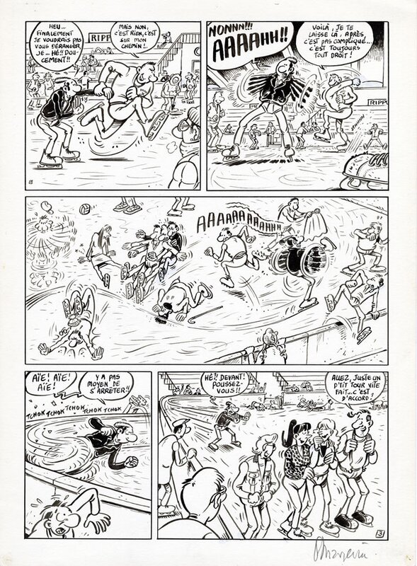 For sale - Frank Margerin, Lucien à la patinoire - planche originale 3 - Comic Strip