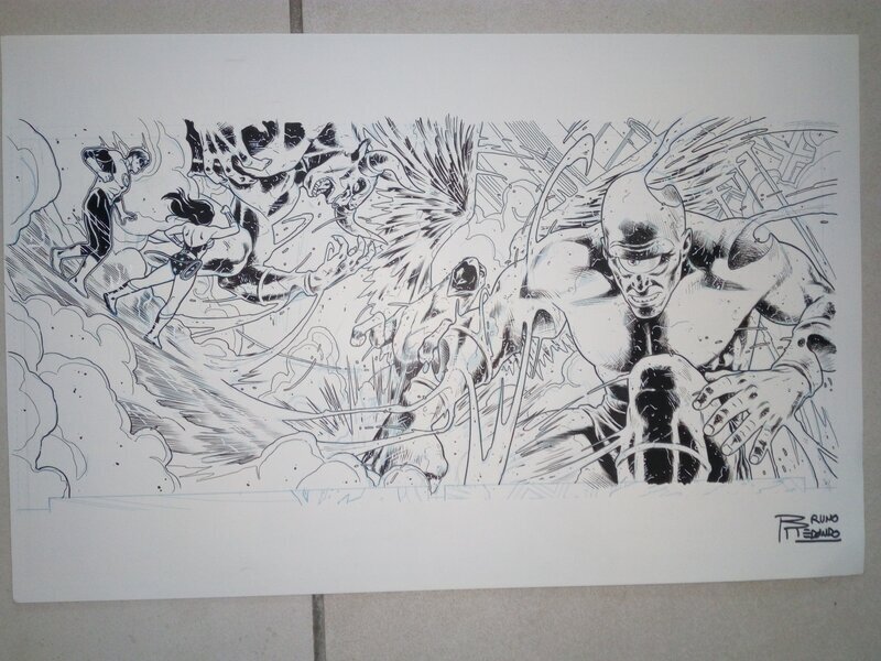 En vente - Planche originale JLA wonder woman green lantern / bruno redondo - Planche originale