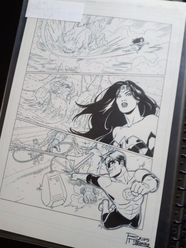 For sale - Planche originale JLA wonder woman green lantern / bruno redondo - Comic Strip