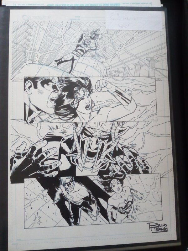 Planche originale JLA wonder woman green lantern / bruno redondo - Planche originale