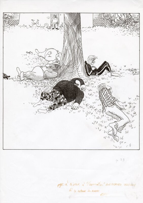 En vente - David Prudhomme, L'oisiveraie - illustration originale de couverture - Couverture originale