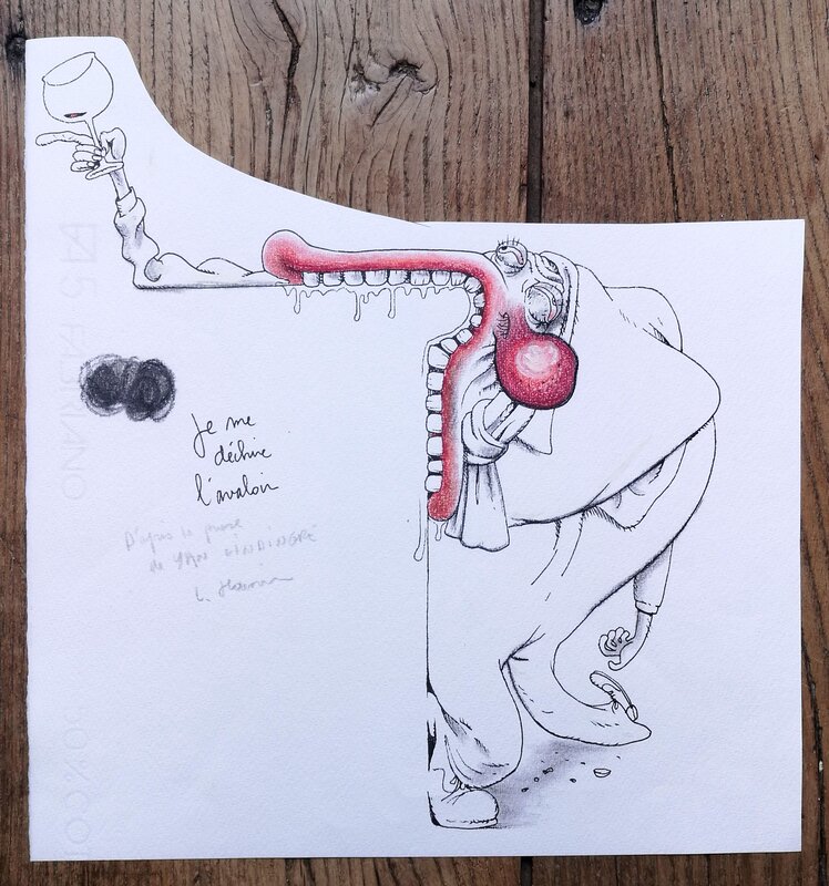 En vente - Laurent Houssin, Je me déchire l'avaloir - Illustration originale