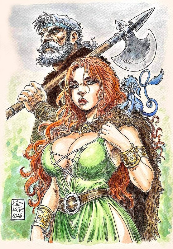 Arkadiusz Klimek, Régis Loisel, Pelisse et Bragon - fan art - colour - Illustration originale