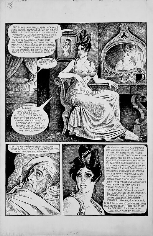 Georges Pichard, Marie-Gabrielle au miroir - Planche originale