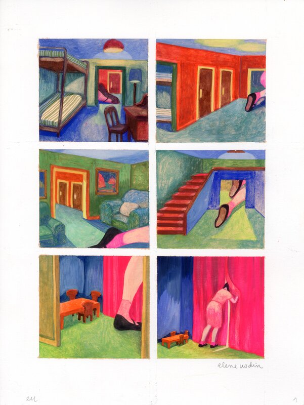 For sale - Elene Usdin, Secret Room – Histoire complète – Planches originales 1 à 6 - Comic Strip