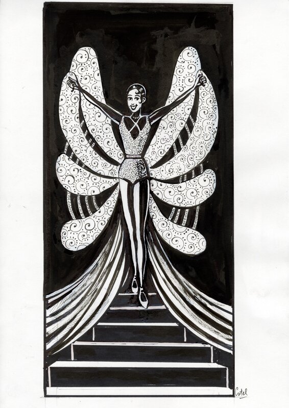 En vente - Catel, Joséphine BAKER – Dessin original pour façade à la Villette – R03 - Illustration originale