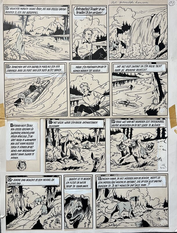 Karel Verschuere, Willy Vandersteen, Bessy 9 Het gevaarlijke konvooi - originele pagina - Comic Strip