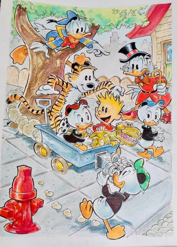 Alessandro Gottardo, Bill Watterson, Carl Barks, La bande à Picsou recrute !🤗 - Planche originale