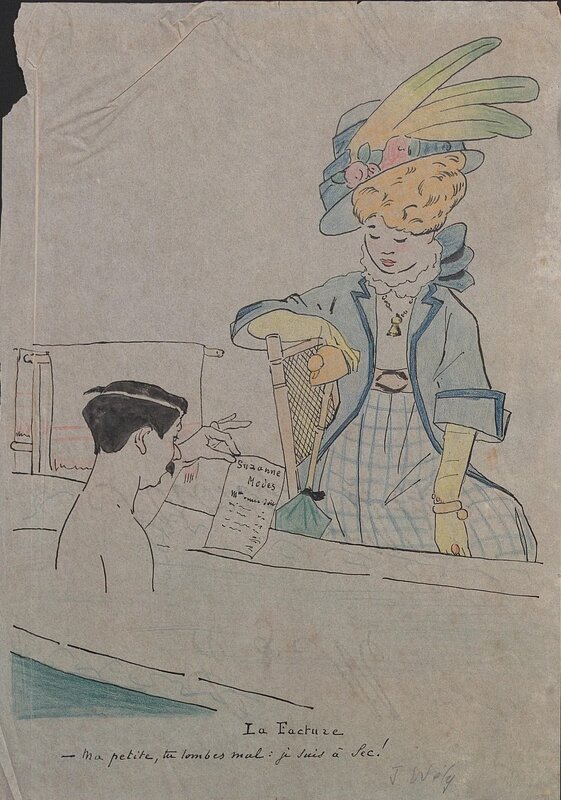 La facture by André-Jacques Marie Videcoq-Wély - Original Illustration