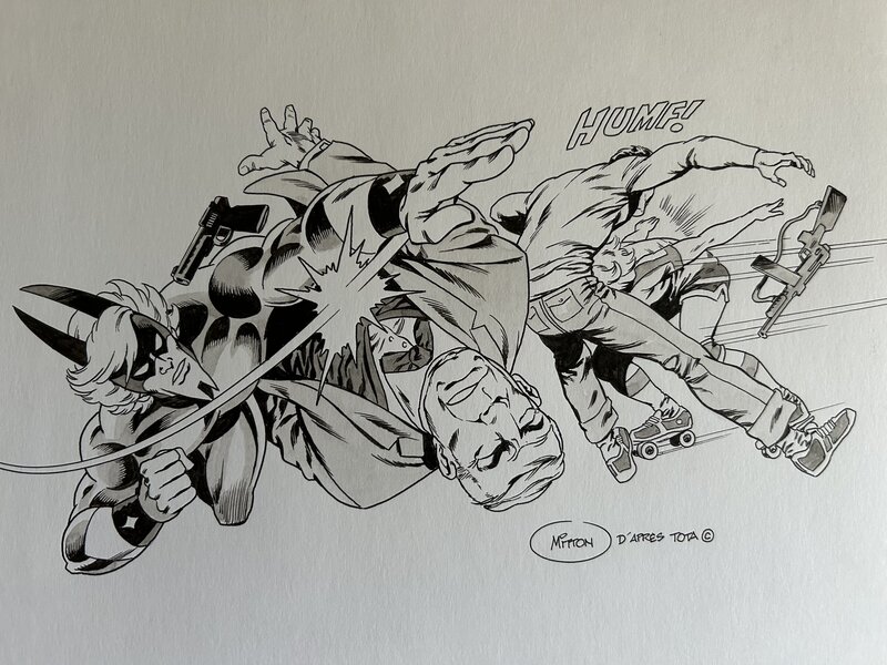 For sale - Jean-Yves Mitton, Ciro Tota, Mitton, Photonik, illustration, le casse du millénaire, éditions B&W, 2022. - Original Illustration