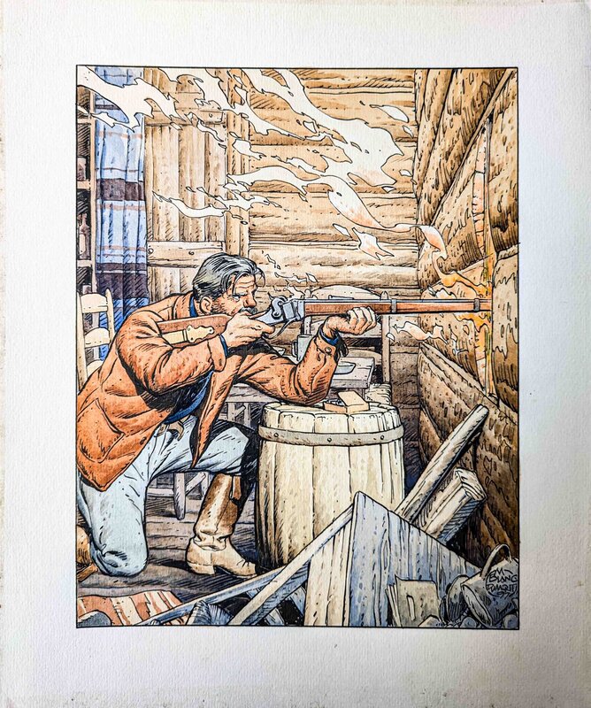 En vente - Michel Blanc-Dumont, Western-Jonathan Cartland - Illustration originale