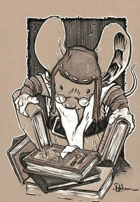 Librarian Mouse par David Petersen - Illustration originale