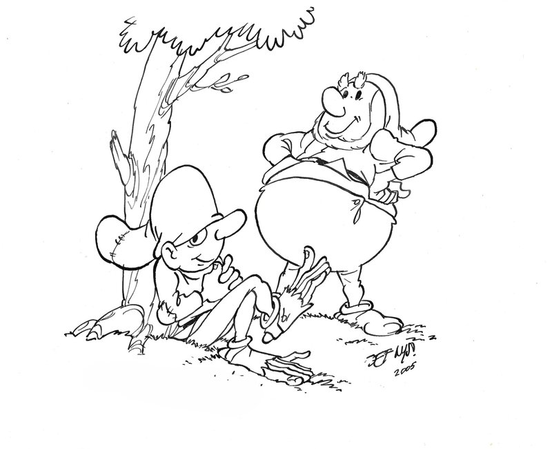 Jef Nys, Langteen en Schommelbuik - Illustration originale