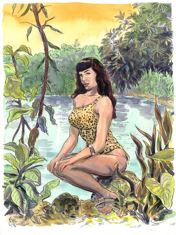 En vente - Marc Rouchairoles, Betty au bord du lac - Œuvre originale