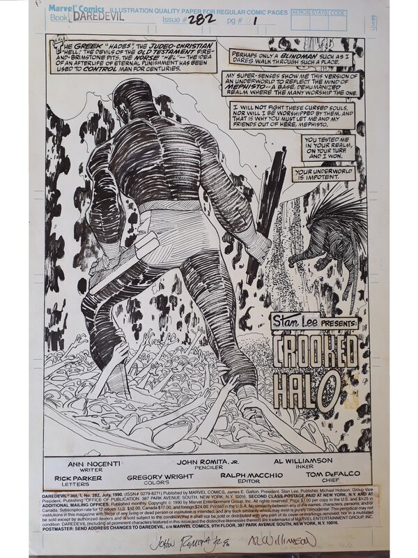 John Romita Jr., Al Williamson, Daredevil # 282 page 1 title splash 1990 - Comic Strip