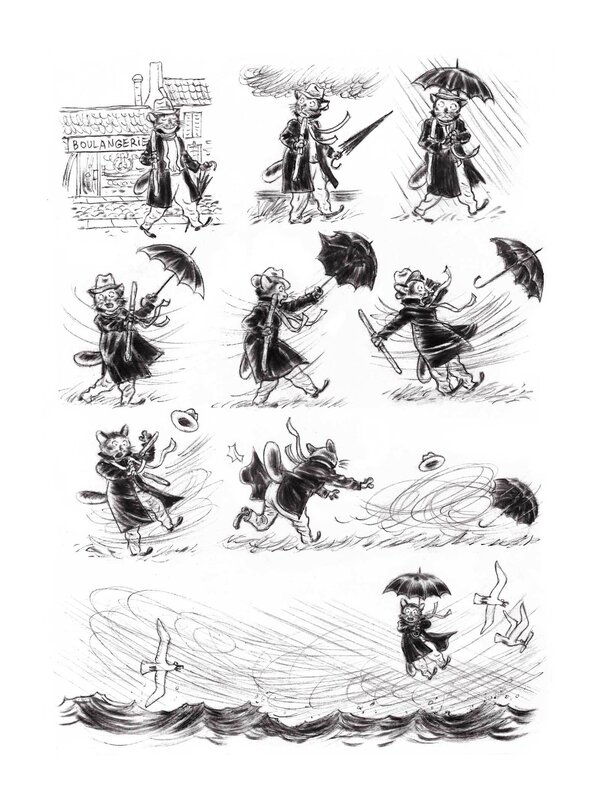 En vente - Andréi Arinouchkine, Le Chat- peintre. Planche 32 - Planche originale