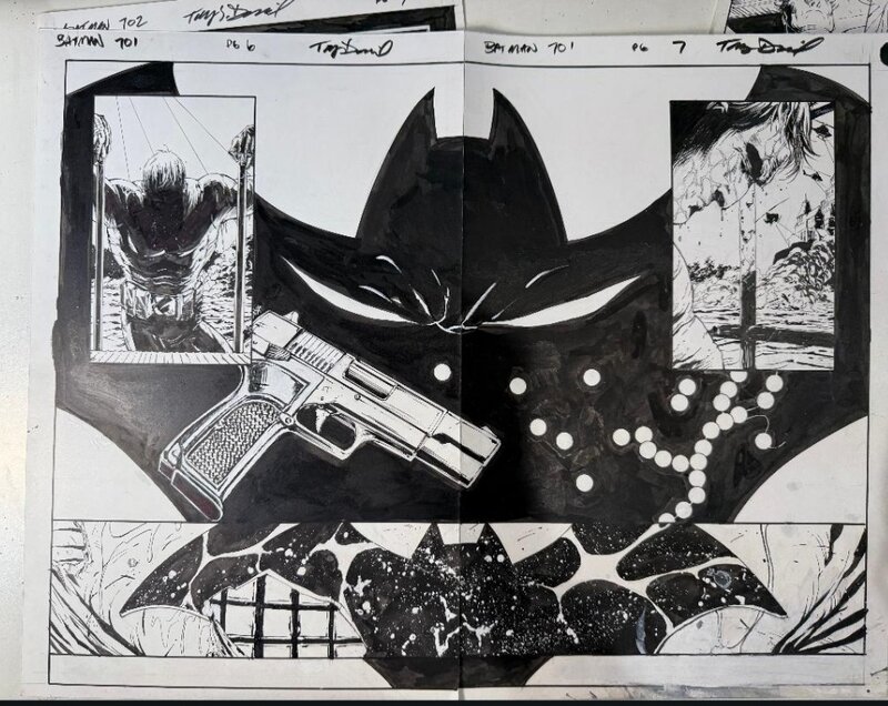 Batman 701 page 6-7 par Tony Daniel - Planche originale
