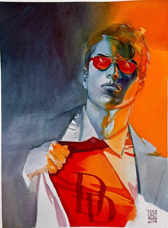 Buste de Daredevil by Alex Maleev - Original Illustration
