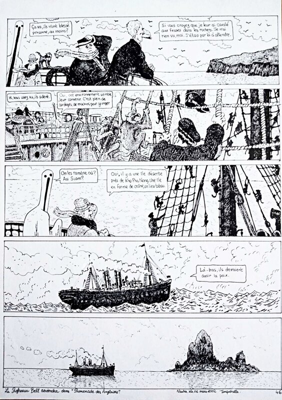 Hervé Tanquerelle, Joann Sfar, Professeur Bell - Le Cargo du Roi Singe - Planche originale