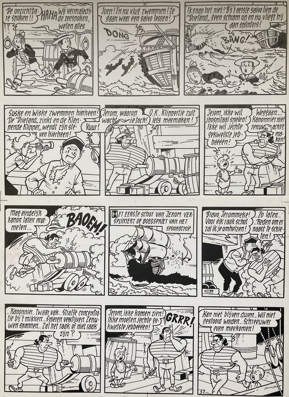 Studio Vandersteen, Willy Vandersteen, Suske en Wiske / Bob et Bobette - De Kleppende Klipper - Planche originale