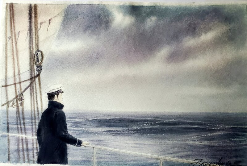 Andréi Arinouchkine, VOILES ECARLATES (1)    couleur directe - Illustration originale