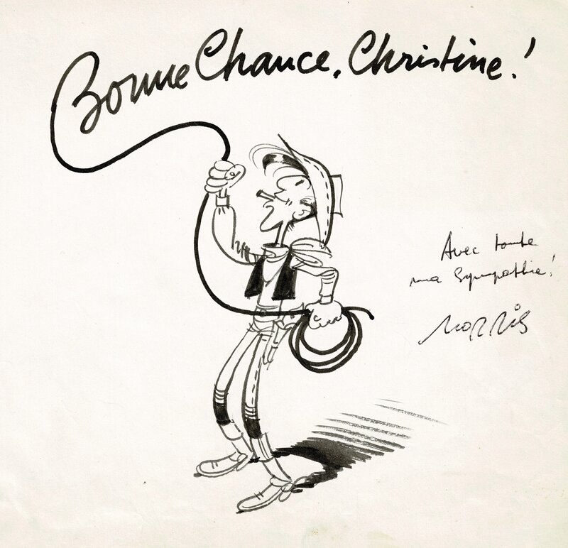 For sale - Morris : Lucky Luke, illustration (1963) pour un livre d'or - Original Illustration