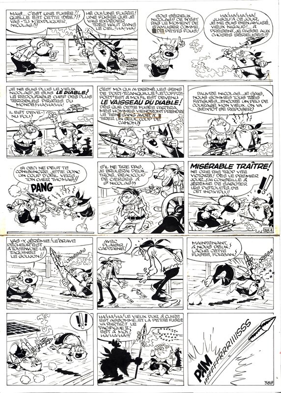 En vente - Remacle : Le vieux Nick et Barbe-Noire tome 2 planche 38 - Planche originale