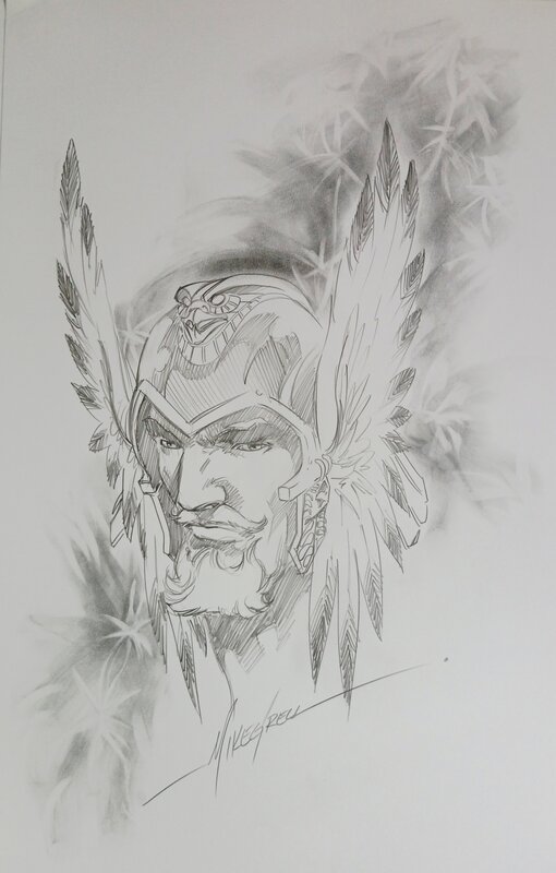 Warlord, headshot par Mike Grell - Illustration originale