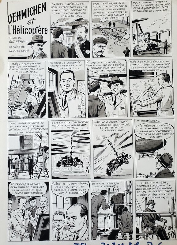 Robert Rigot, Guy Hempay, OEHMICHEN ET L'HELICOPTERE - Planche originale