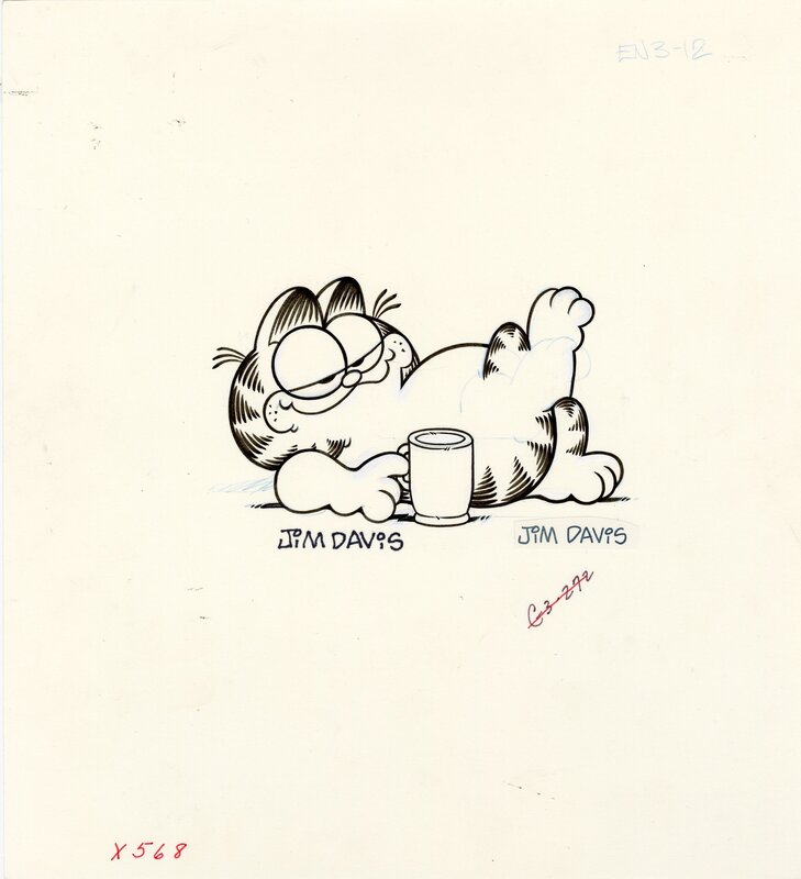 En vente - Jim Davis, Gardfield - Coffee time - Illustration originale