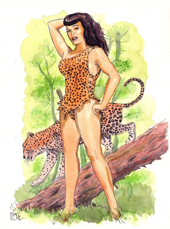 En vente - Marc Rouchairoles, Betty dans la jungle - Illustration originale