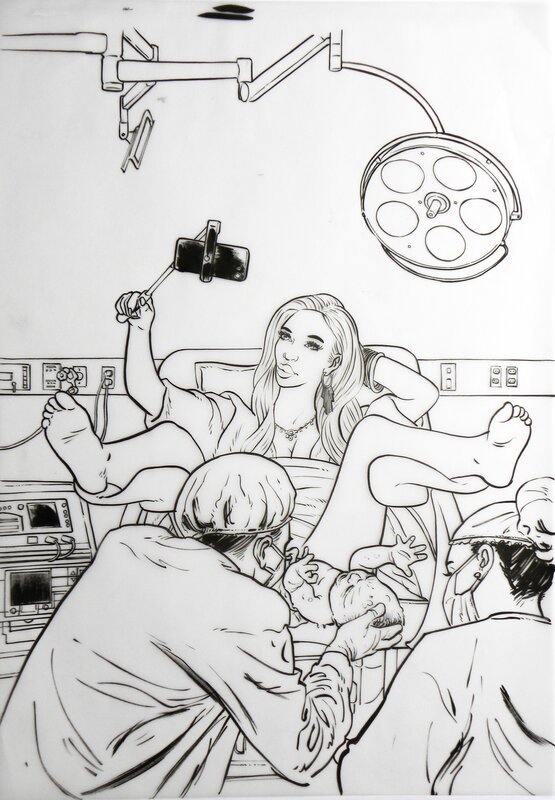 For sale - « Faut pas prendre les cons pour des gens » – Selfie – Illustration Originale – Emmanuel Reuzé - Original Illustration
