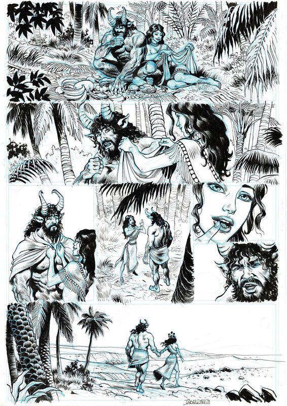 En vente - Pierre Taranzano, L'éducation d'Enkidu - Planche originale