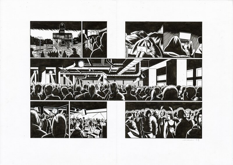 En vente - Lucas Harari, Le cas David Zimmerman – double planche originale publiée en pages 182 et 183 - Planche originale