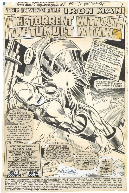 For sale - Gene Colan, Johnny Craig, Iron Man & Sub-Mariner #1 p1 (Splash) - Comic Strip