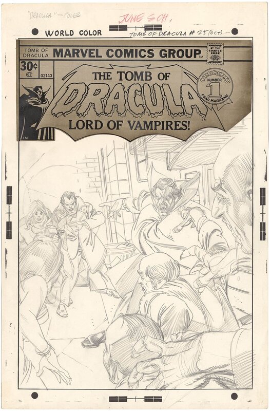 En vente - Gil Kane, Tomb of Dracula #25 (Pencil Cover) - Couverture originale