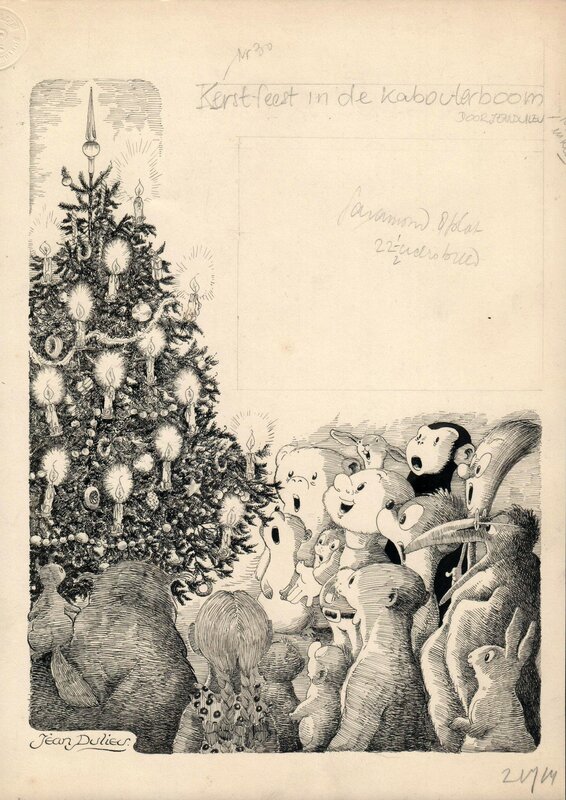 Jean Dulieu, Kerstfeest in de Kabouterboom - Original Illustration
