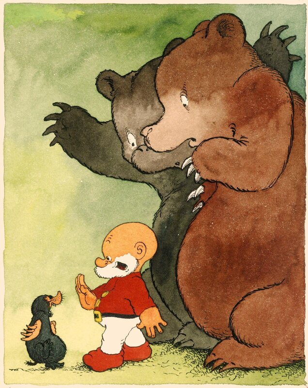 Jean Dulieu, Paulus, Mol en 2 beren - Original Illustration