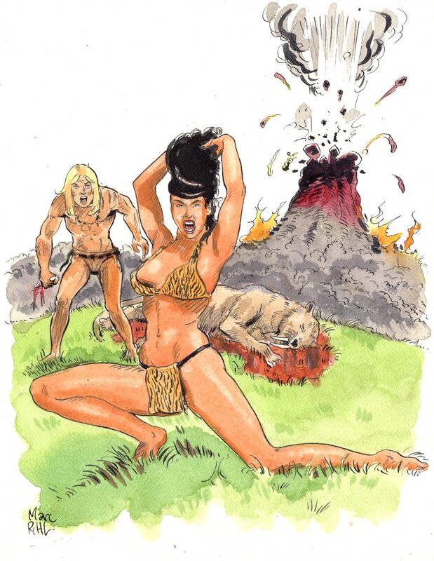 En vente - Rahan et Betty par Marc Rouchairoles - Œuvre originale
