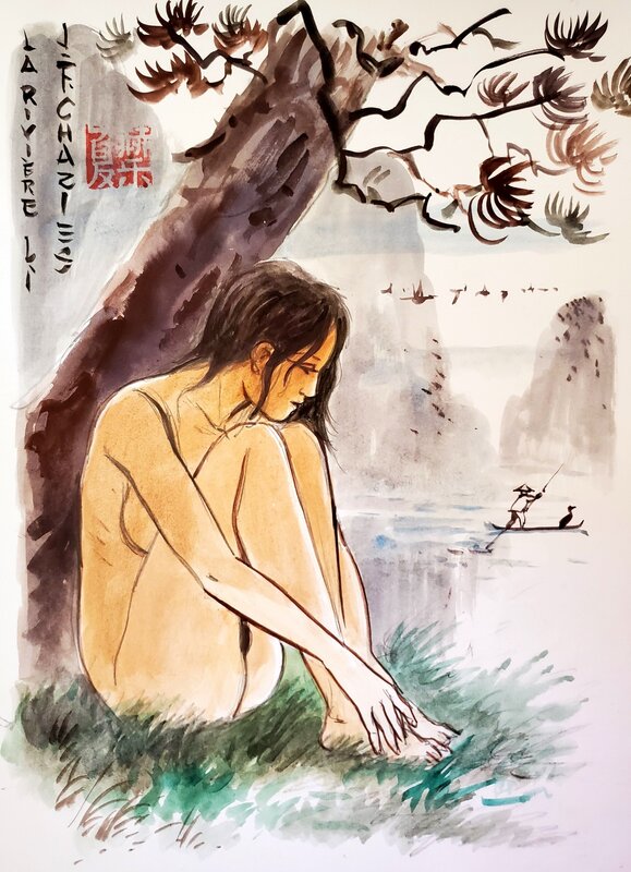 Jean-François Charles, LA RIVIERE LI   illustration originale couleur - Original Illustration
