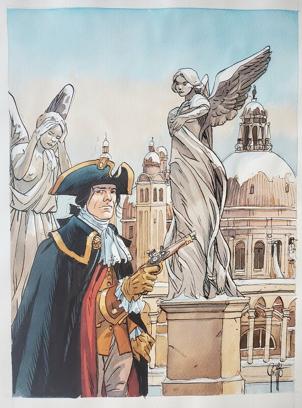 Griffo, GIACOMO C.  A VENISE  couleur directe - Original Illustration