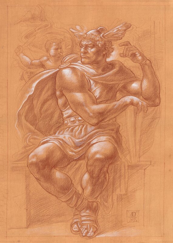 For sale - Dan Ianos, Cassiusceramix - Hommage à Uderzo et Michel-Ange - Original Illustration