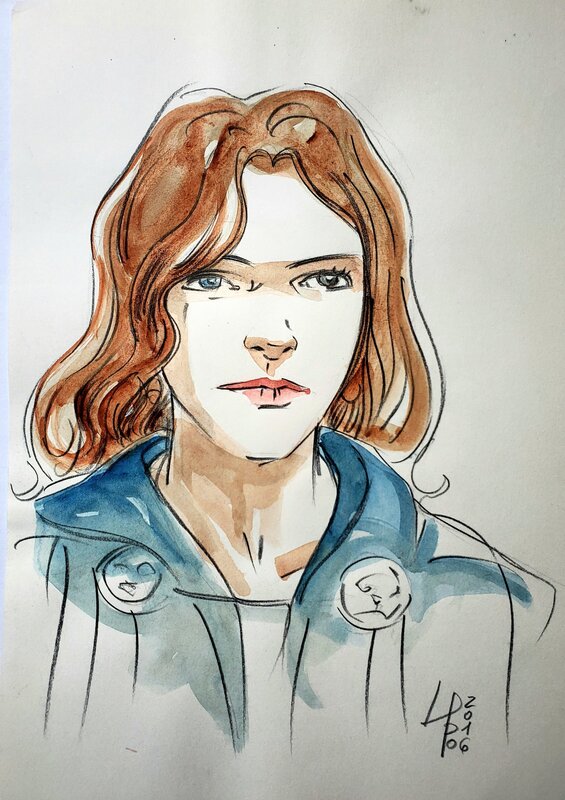 Allessio Lapo, PENSIVE  couleur directe - Illustration originale