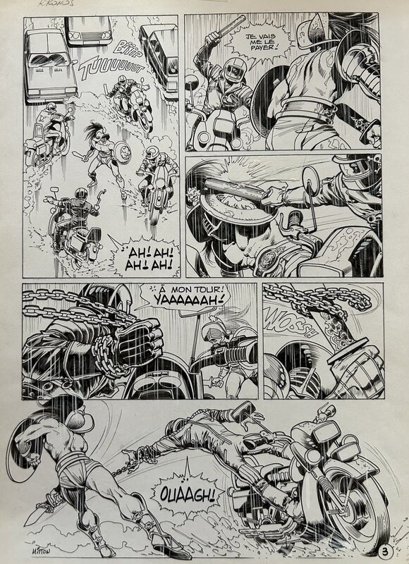 Jean-Yves Mitton, Maurice Chevalier, Mitton, Kronos#1, plnanche n°3, Titan#115, 1988. - Planche originale