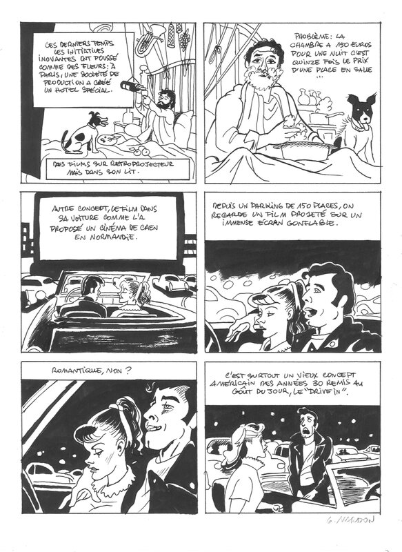 En vente - Grégory Mardon - Cinéma Alexandre le bienheureux / Grease - Planche originale