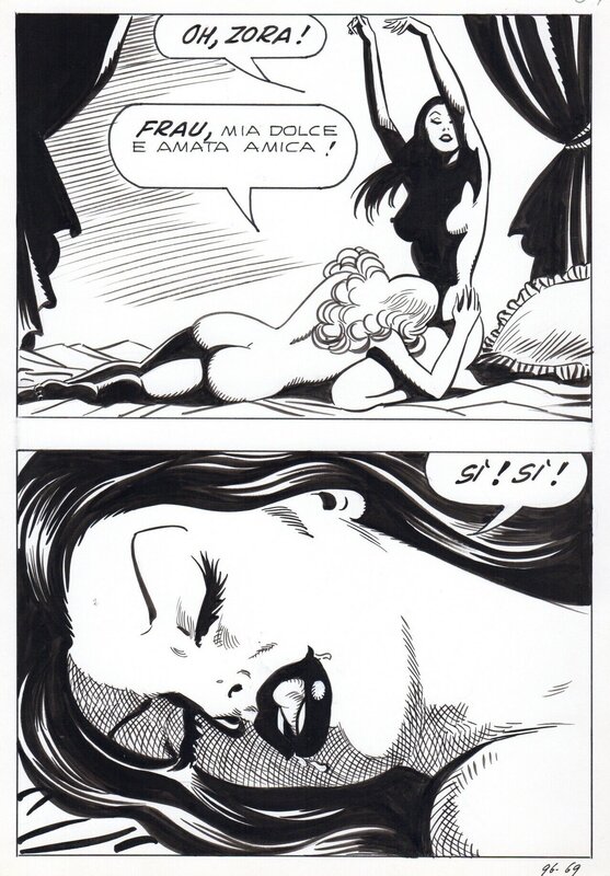 Balzano Birago, Zora la vampira#96, Il Dottor Morten, planche n°69, 1975. - Planche originale