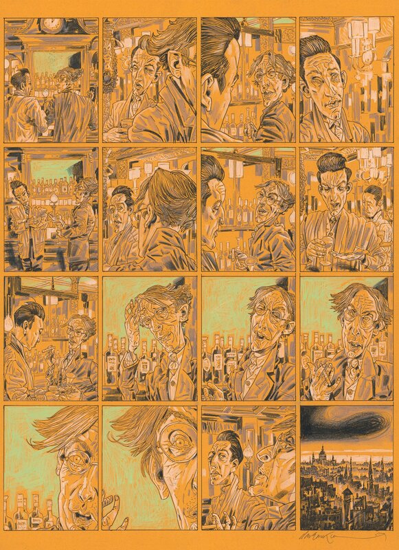 En vente - Dave McKean, Black Dog, les rêves de Paul Nash - Café Royale conversation - Planche originale
